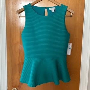 NWT Green Peplum Top Bisou Bisou Sz. small